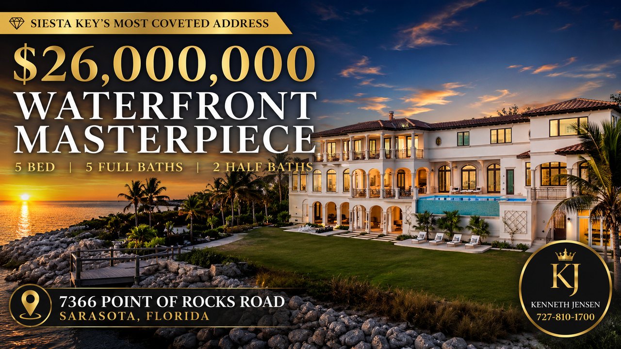7366 Point of Rocks Road, Siesta Key — $26,000,000 waterfront estate listing film thumbnail